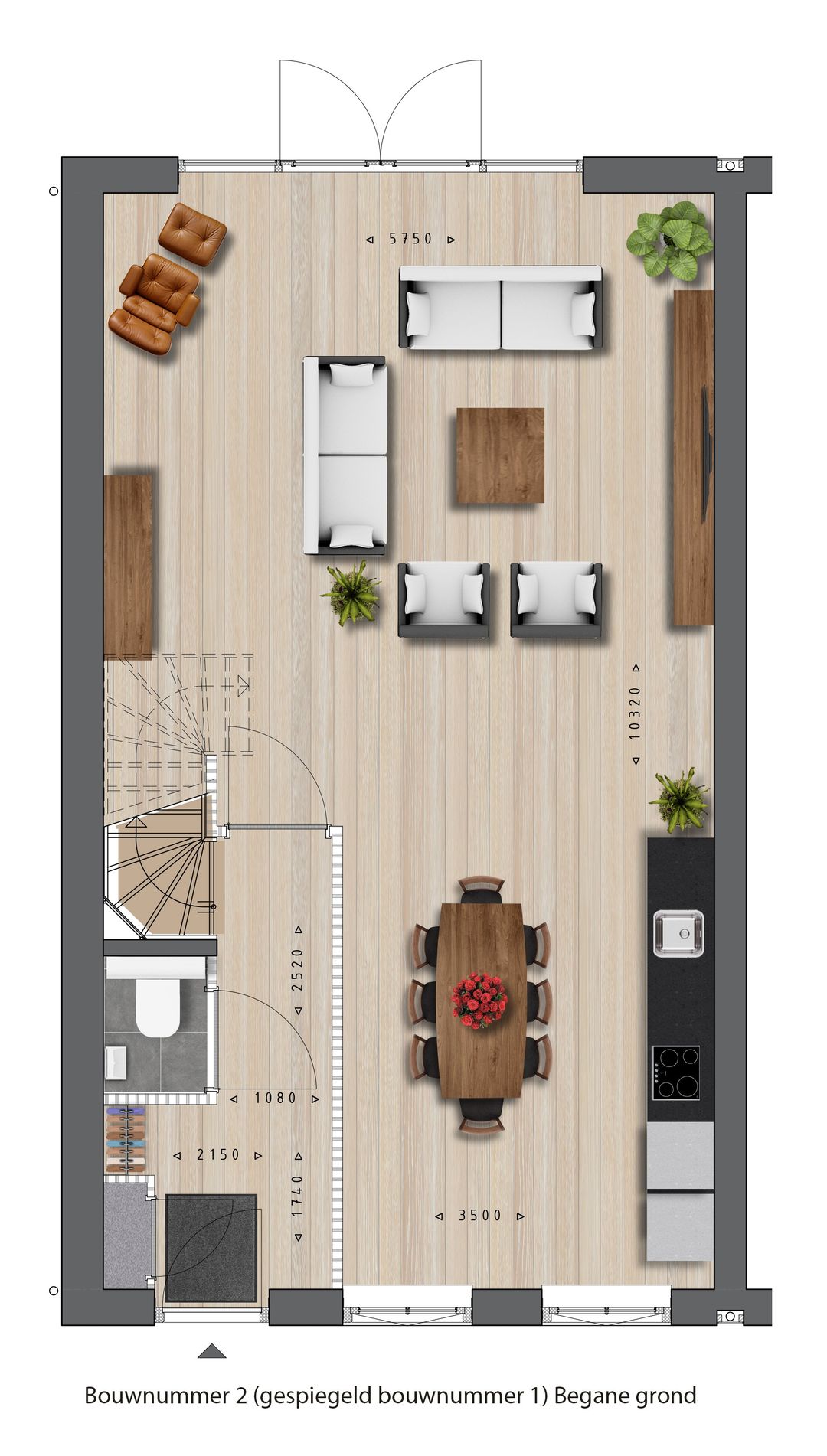 Foto 2 van Twee-onder-één-kap Zuideinde (Bouwnr. 2)