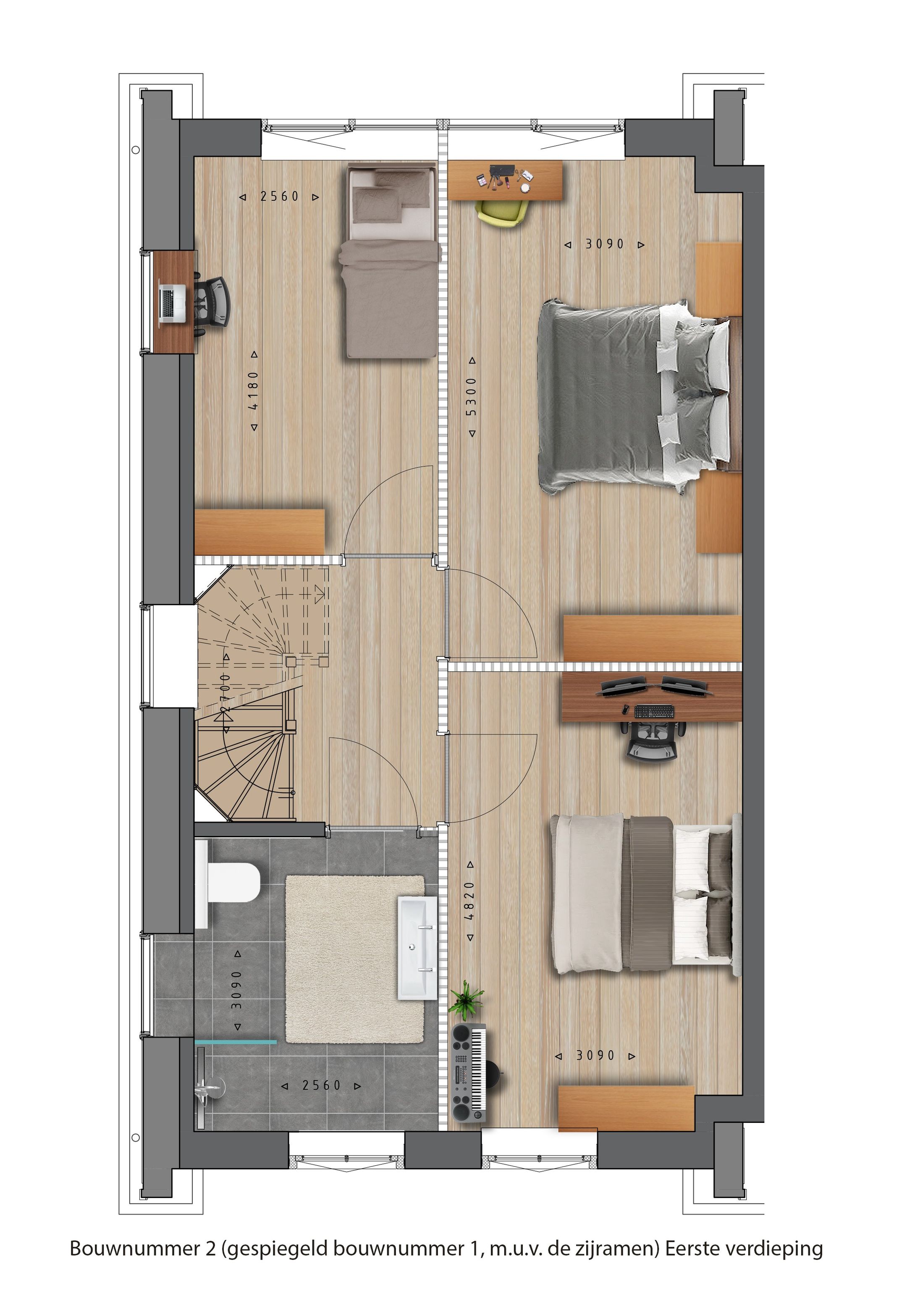 Foto 3 van Twee-onder-één-kap Zuideinde (Bouwnr. 2)