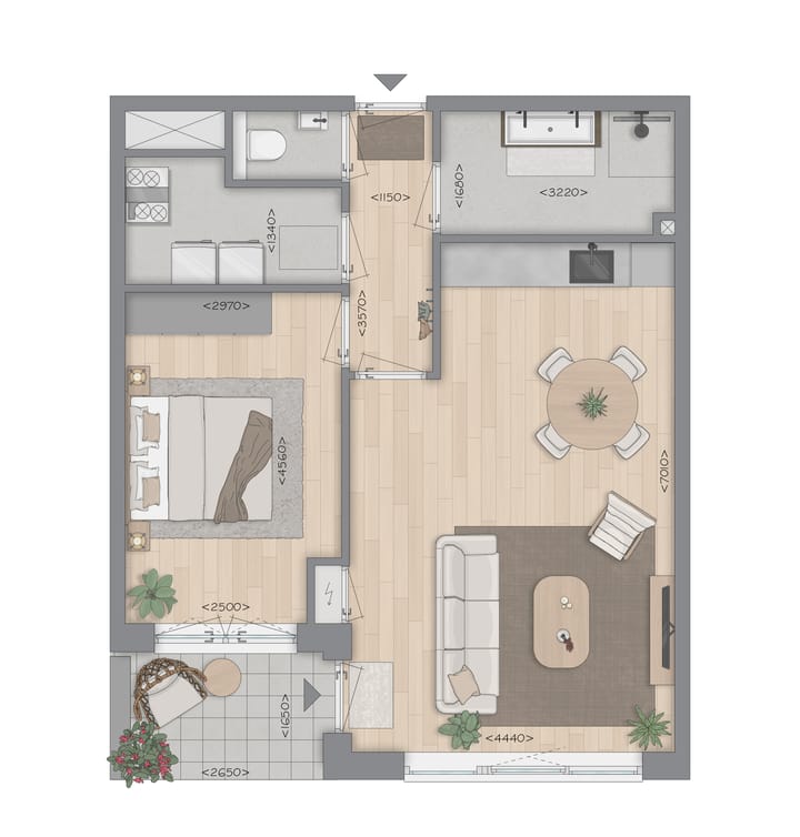 Foto 3 van 2-kamerappartement (Bouwnr. 0.2)