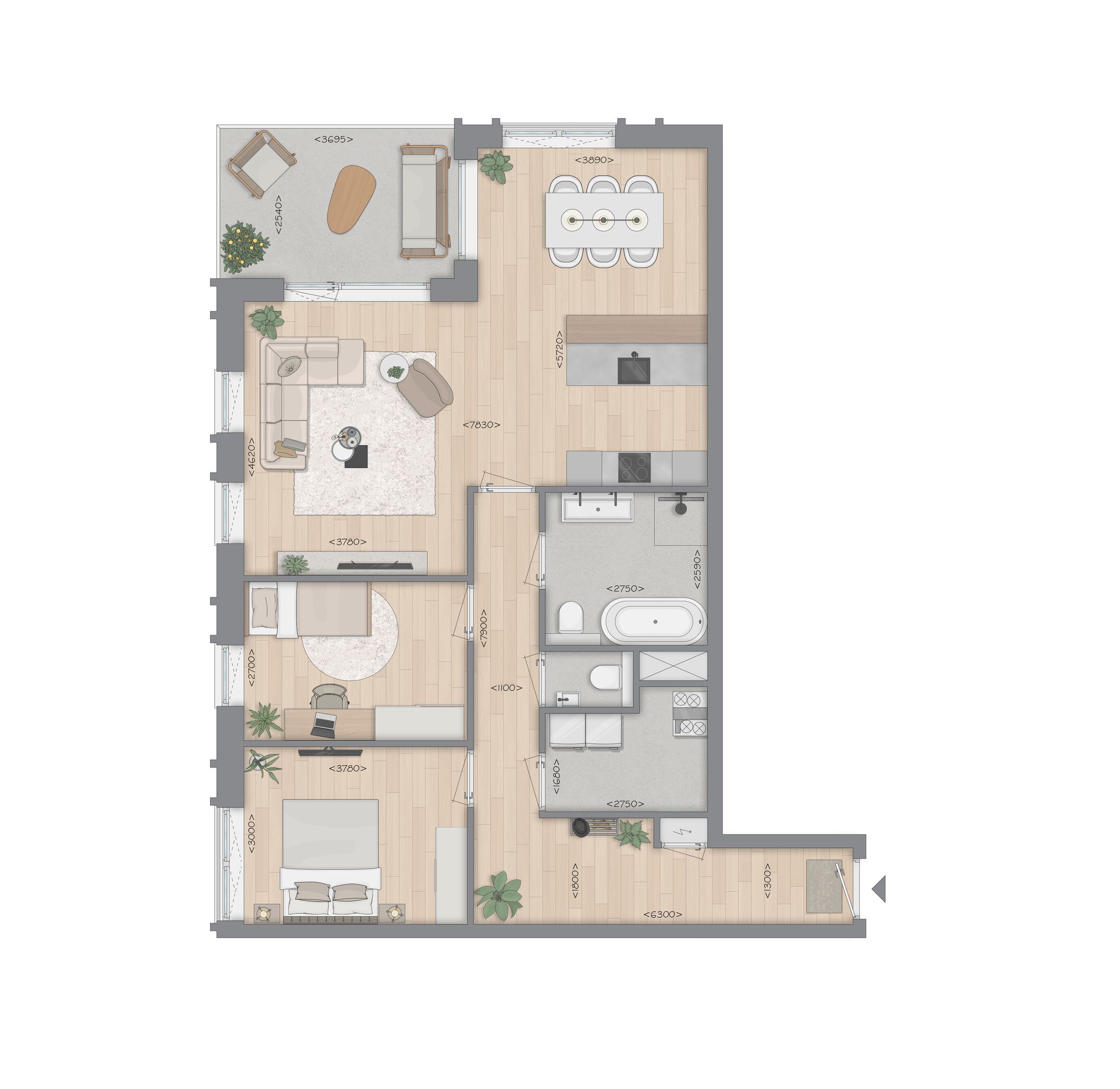 Foto 3 van 4-kamerappartement (Bouwnr. 1.1)