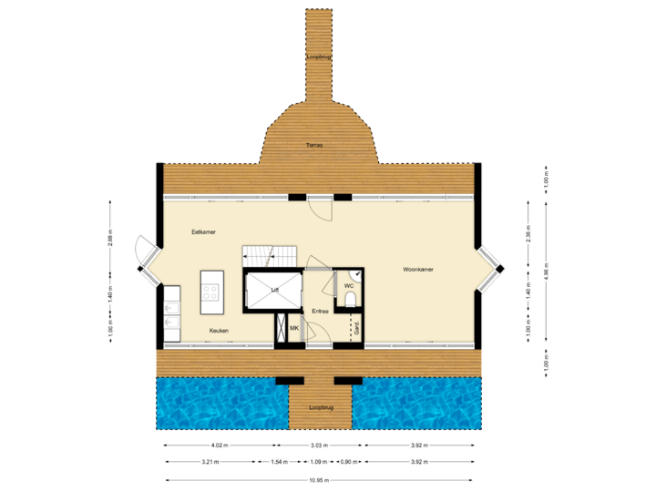 begane grond met terrassen