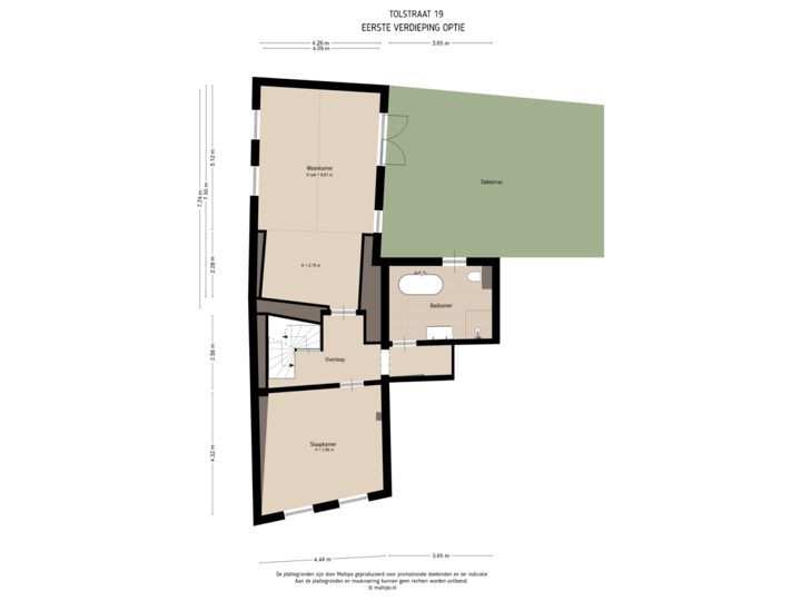 Eerste verdieping optie Tolstraat 19