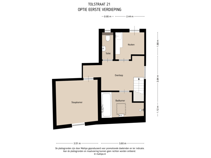 Eerste verdieping optie Tolstraat 21