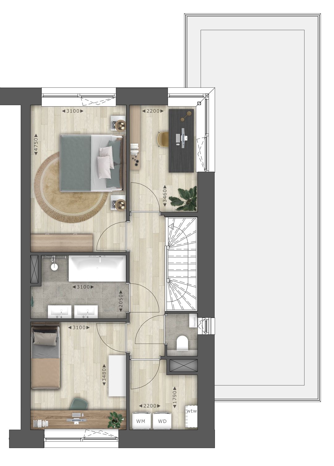 Foto 8 van Tjalk - Twee-onder-een-kap (Bouwnr. 36)