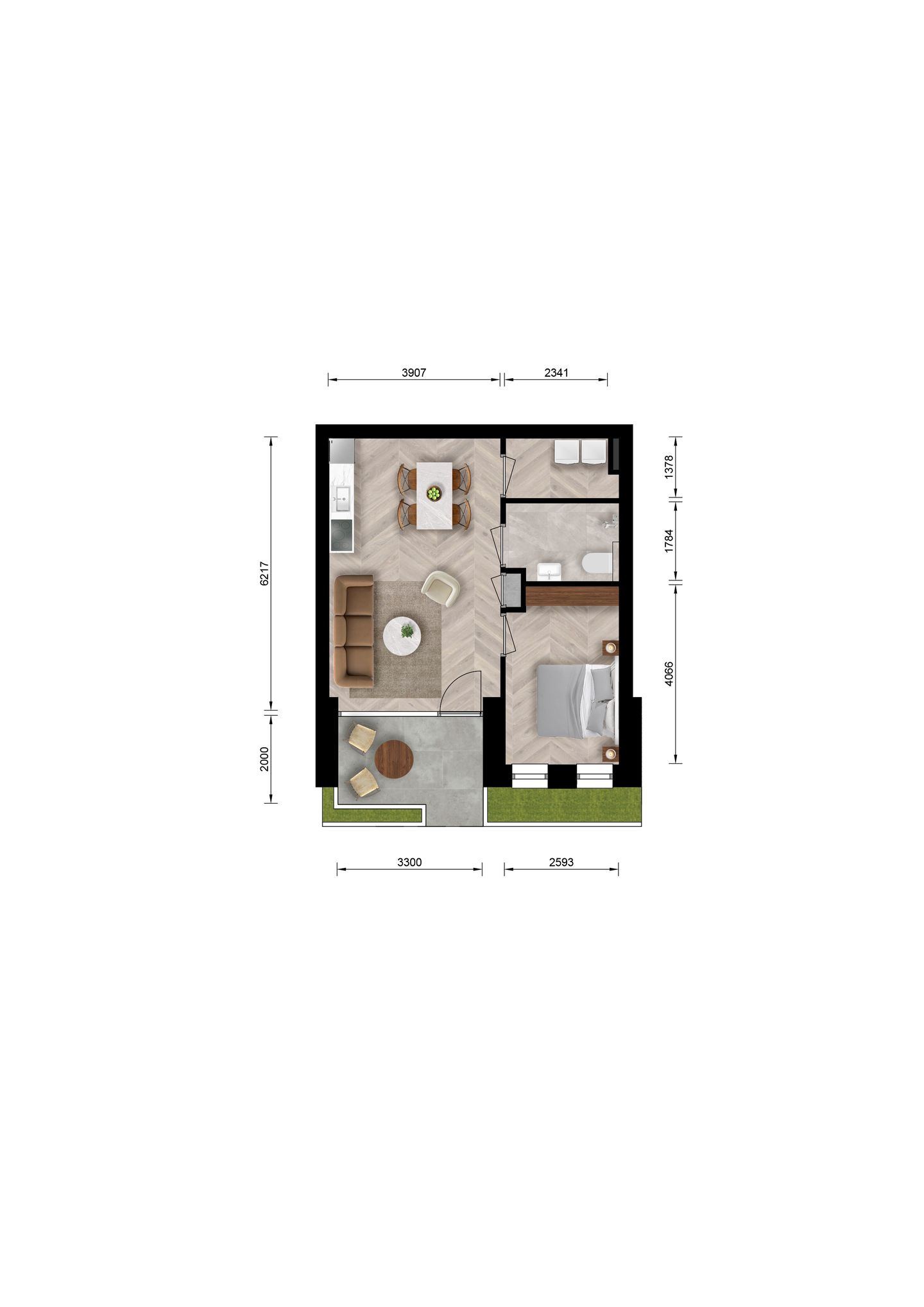 Foto 4 van 2-kamer appartement (Bouwnr. 113)