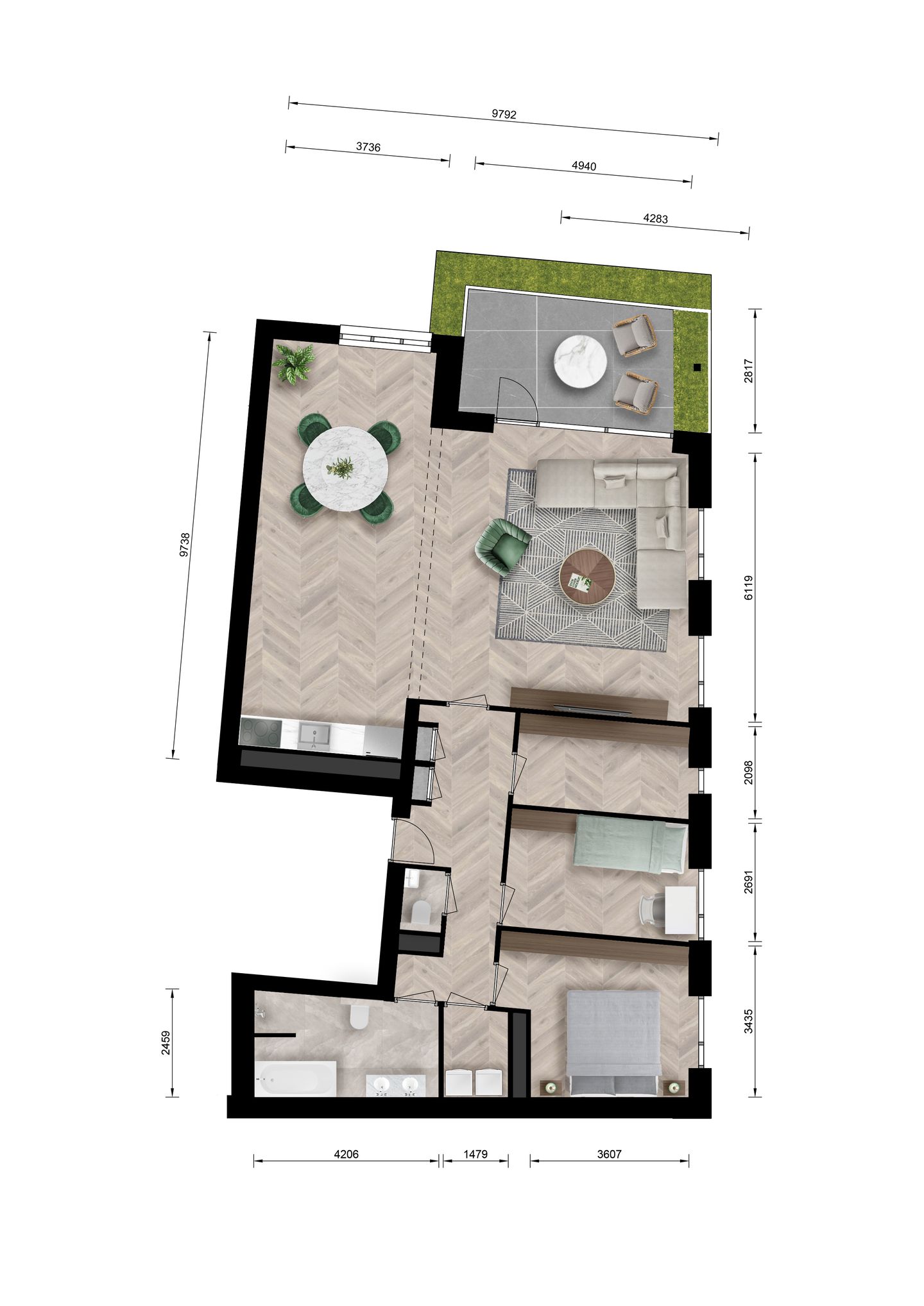 Foto 4 van 4-kamer appartement (Bouwnr. 55)