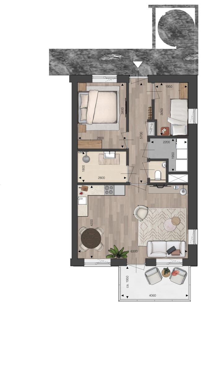 Foto 5 van Appartement - 3-kamer Fabriek (A1K) (Bouwnr. bnr. 25)