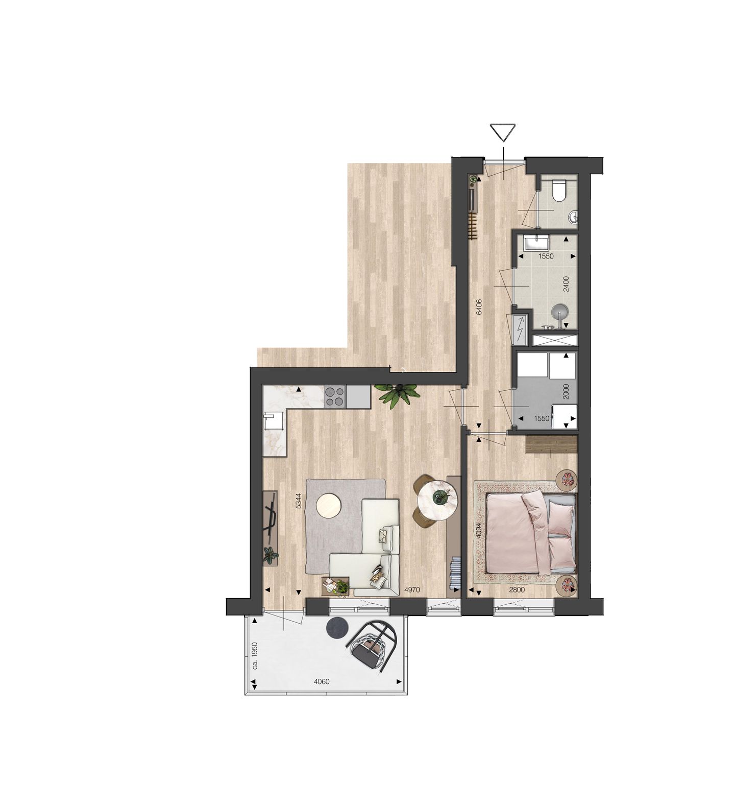 Foto 4 van Appartement - 2-kamer Fabriek (A5) (Bouwnr. bnr. 46)