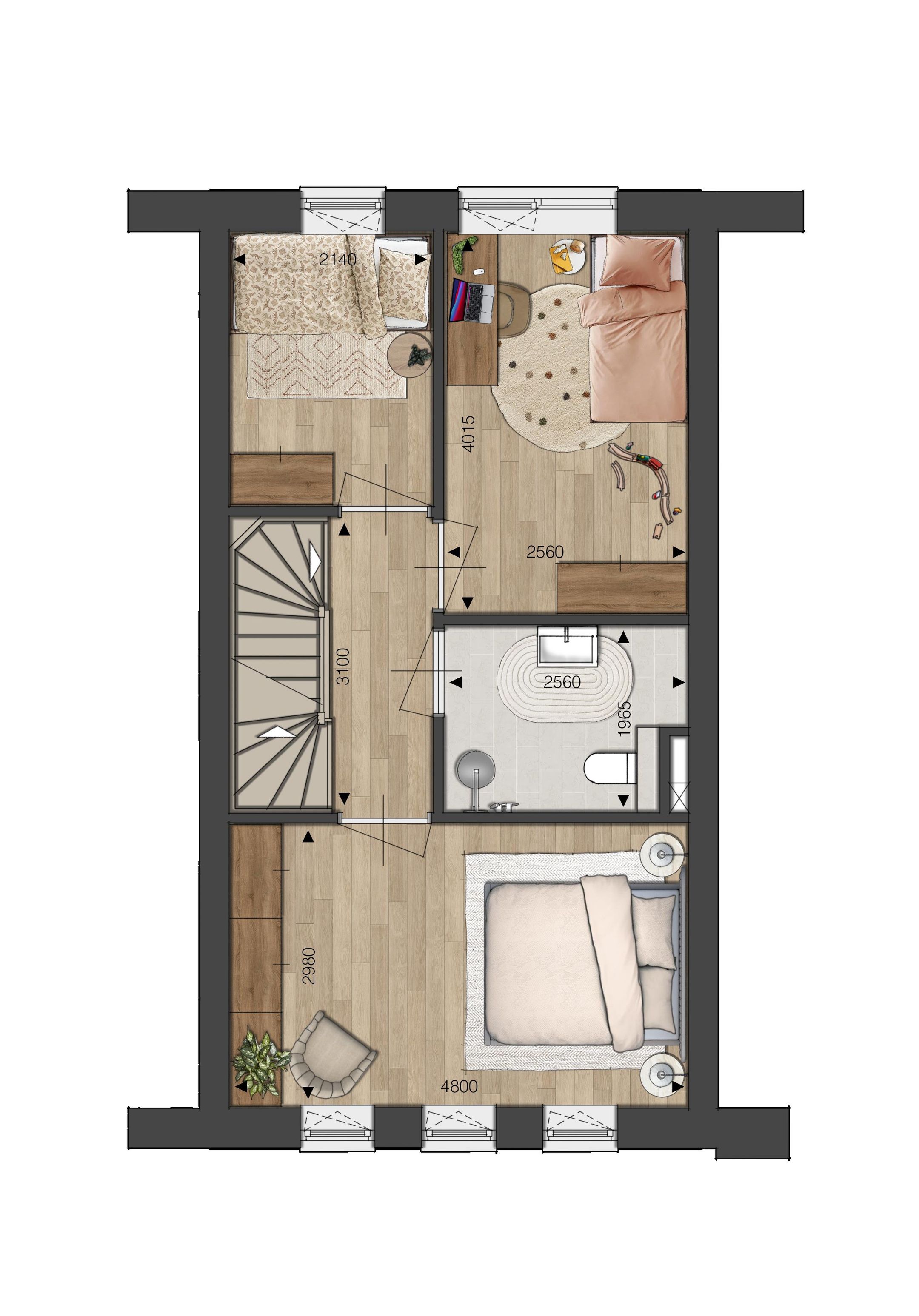 Foto 6 van Blok 01 - Tussenwoning - Tussenspoor (Bouwnr. bnr. 4)
