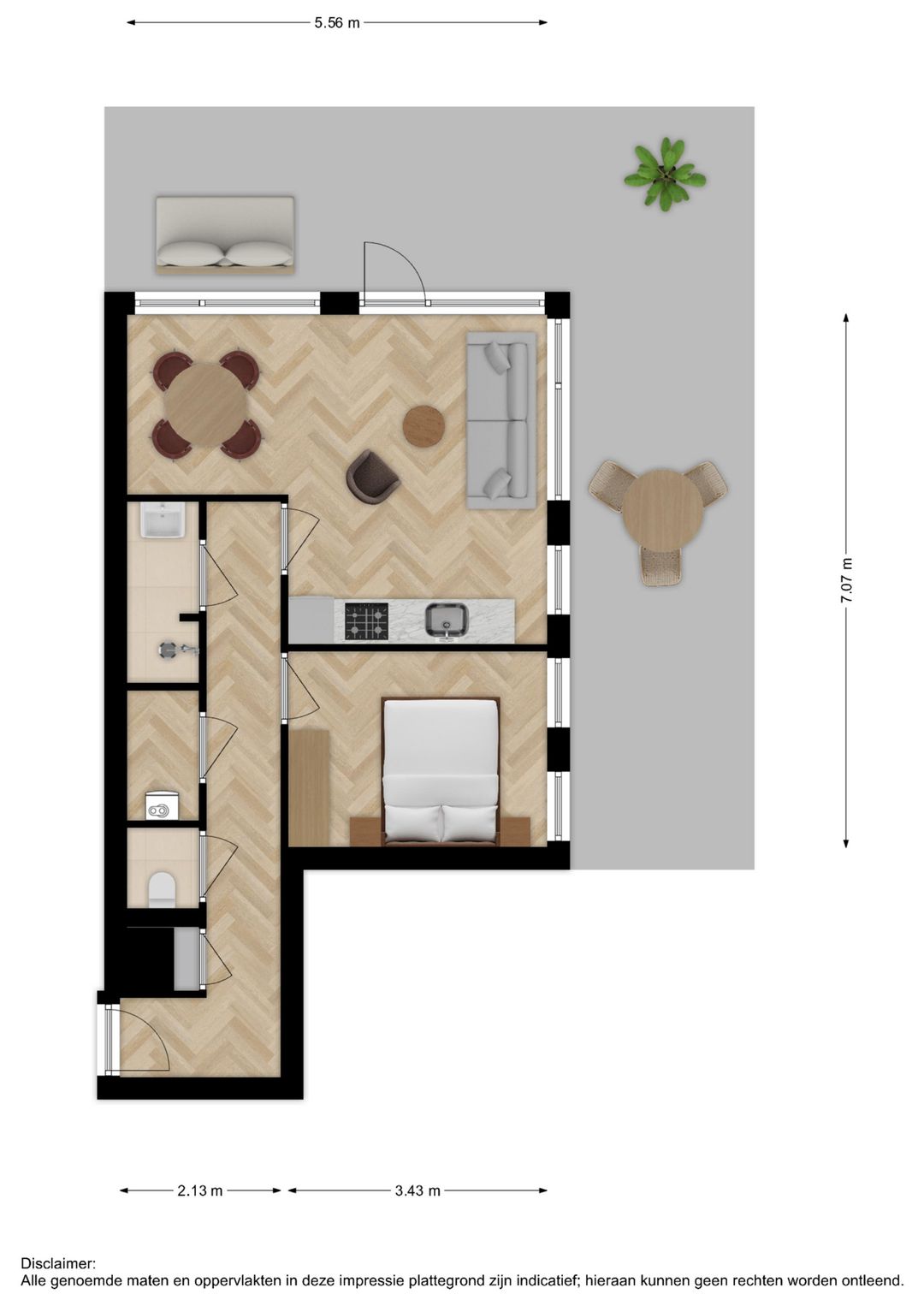 Foto 7 van 2-kamerappartement (Bouwnr. 33)