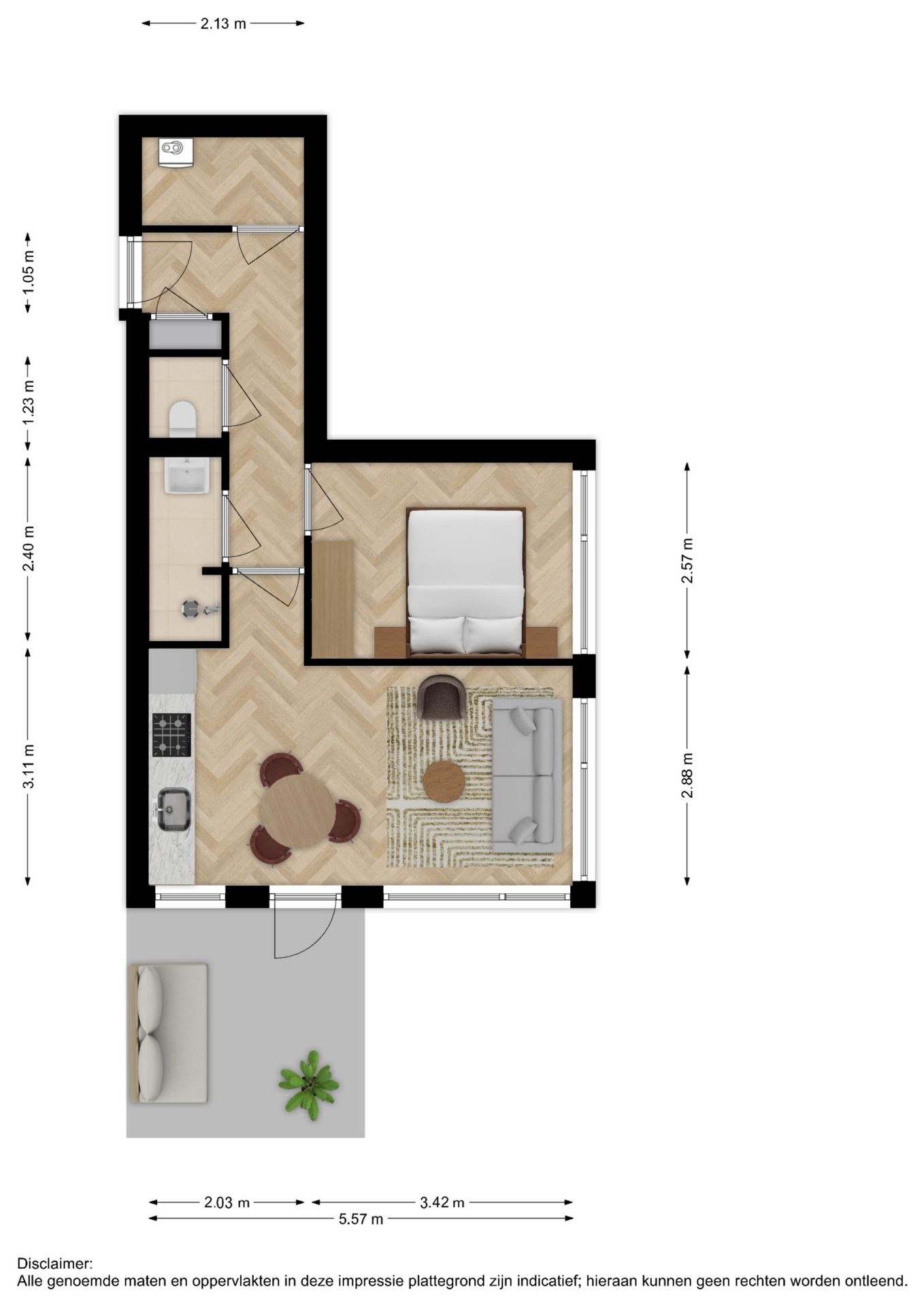 Foto 3 van 2-kamerappartement (Bouwnr. 49)