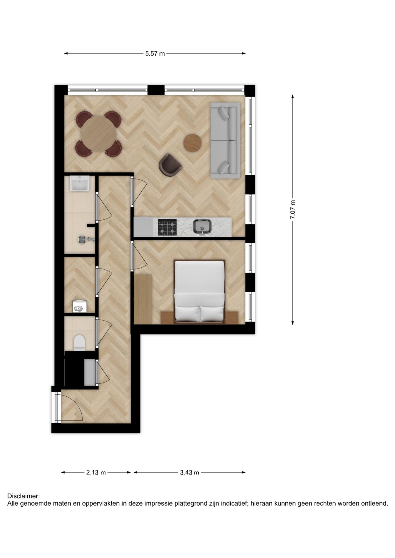 Foto 5 van 2-kamerappartement (Bouwnr. 51)