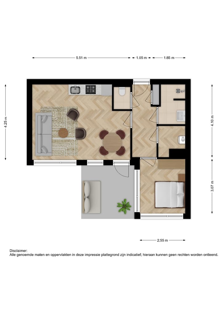 Foto 3 van 2-kamerappartement (Bouwnr. 59)