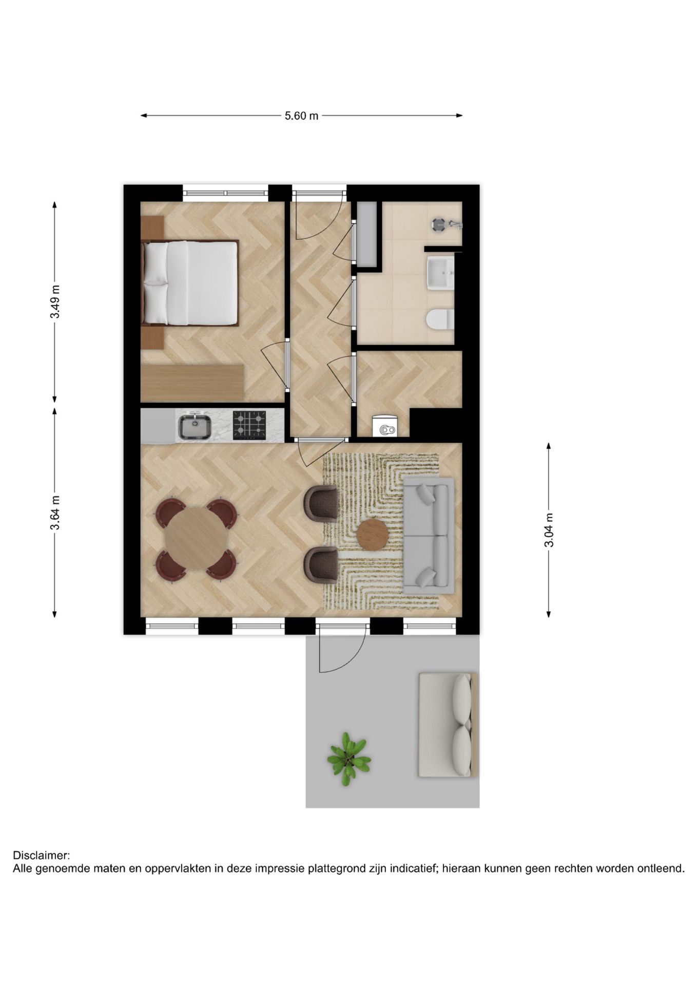 Foto 3 van 2-kamerappartement (Bouwnr. 60)