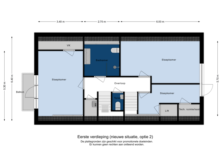 1e Verdieping (nieuwe situatie, optie 2)