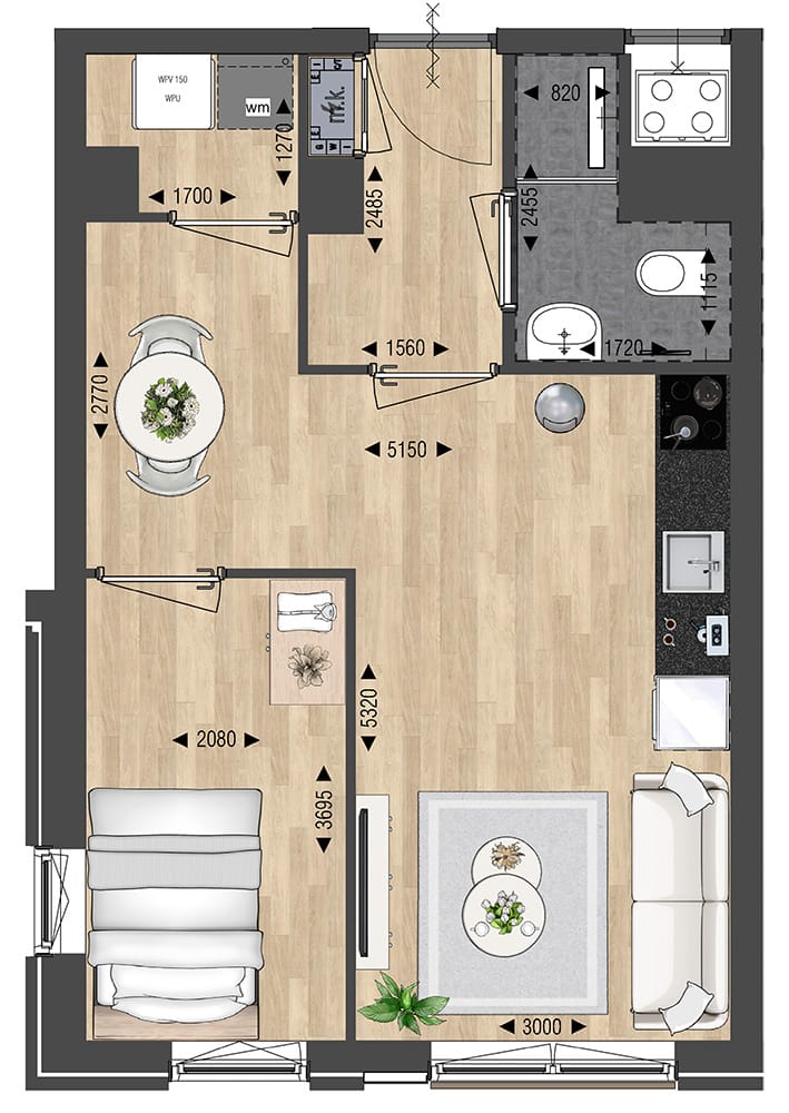 Foto 5 van Tweekamerappartement type 1 (Bouwnr. 114)
