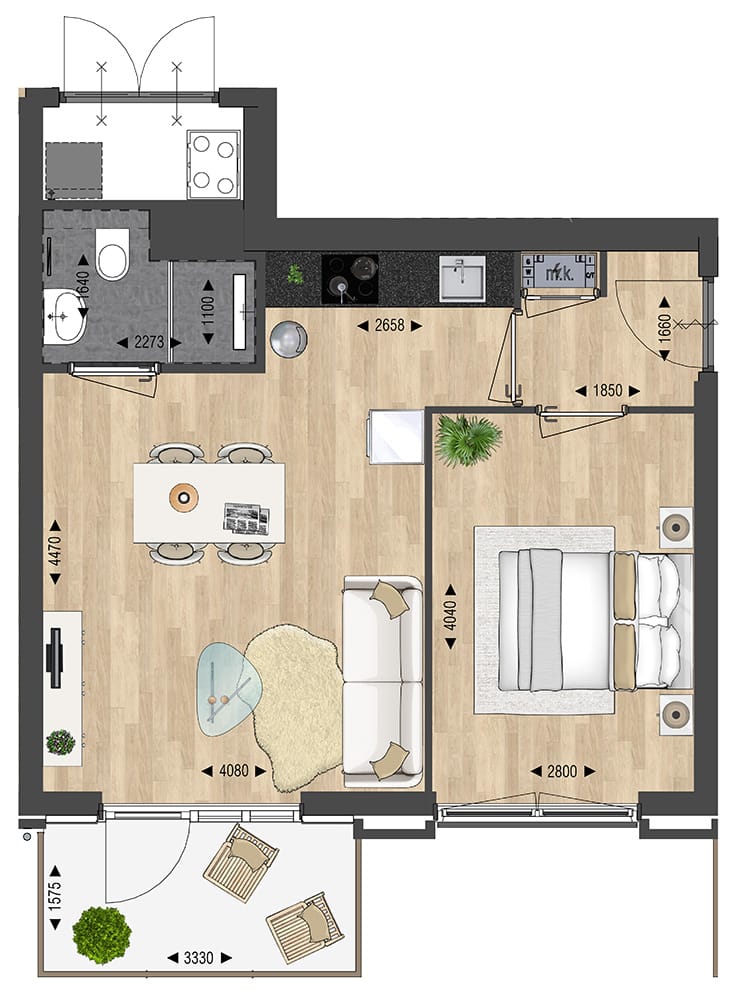 Foto 9 van Tweekamerappartement type 2 (Bouwnr. 96)