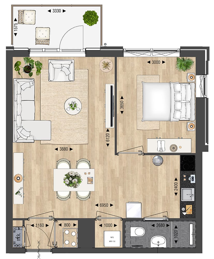 Foto 10 van Tweekamerappartement type 3 (Bouwnr. 40)