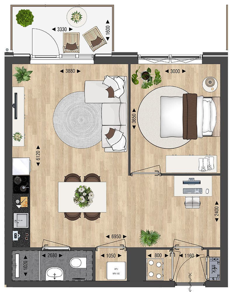 Foto 9 van Tweekamerappartement type 3 (Bouwnr. 79)
