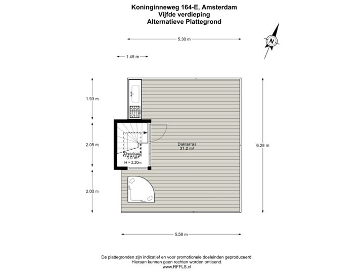 Vijfde verdieping Alternatieve Plattegrond
