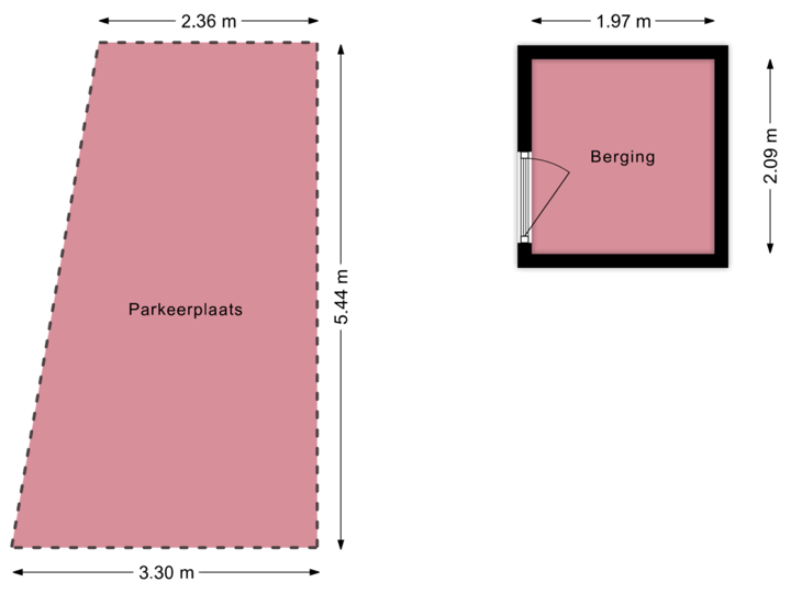 Parkeerplaats en  berging