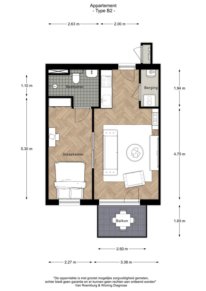 Foto 3 van B - 2 kamer appartement (Bouwnr. 7)