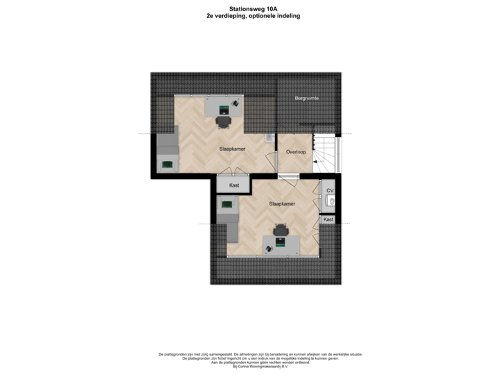 2e verdieping (optionele indeling)