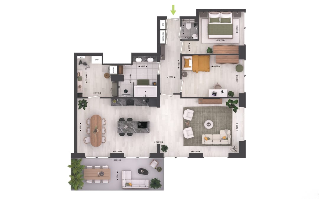 Foto 8 van SP.12.1 | Penthouse | 3-kmr app | SPARK (Bouwnr. 54)