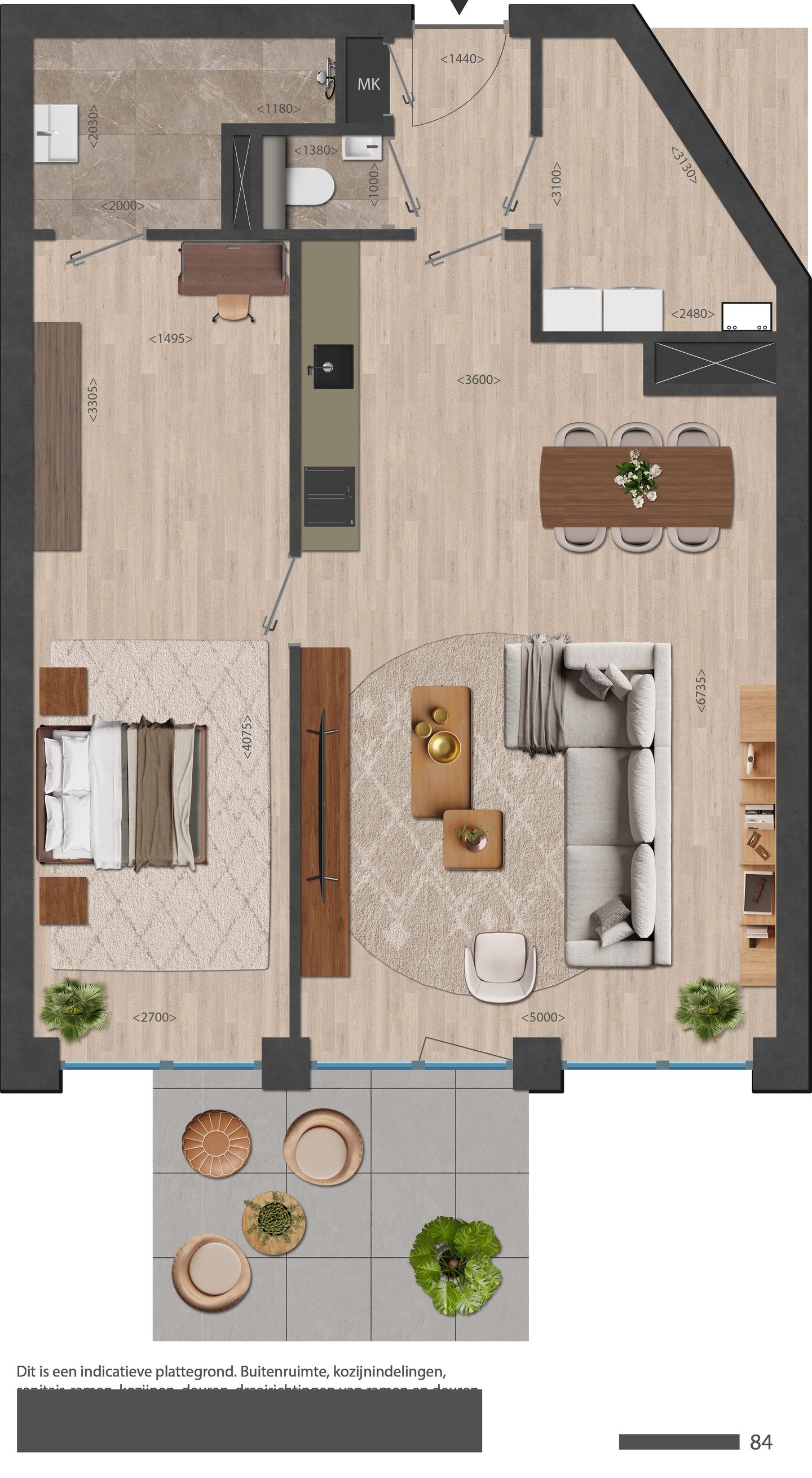 Foto 10 van 84 | Rouge | Type 2 kmr app | Nieuw Bergen (Bouwnr. 84)