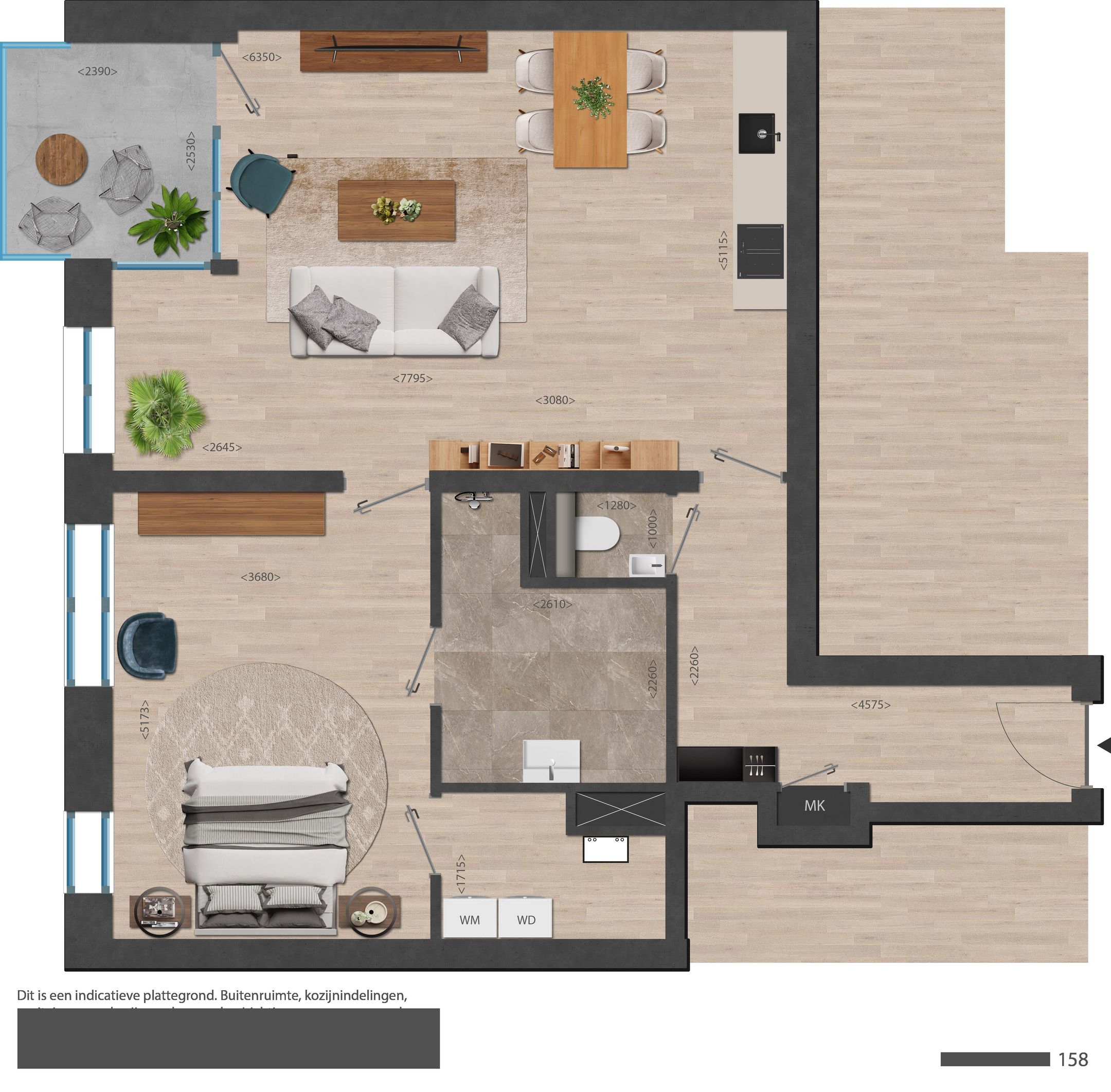 Foto 24 van 158 | Rouge | Type 2 kmr app | Nieuw Bergen (Bouwnr. 158)