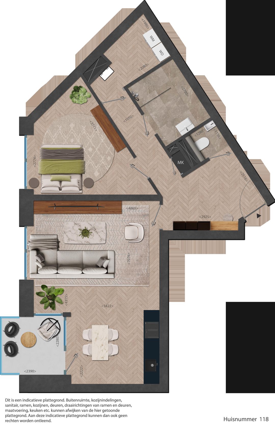 Foto 22 van 118 | Rouge | Type 2 kmr app | Nieuw Bergen (Bouwnr. 118)