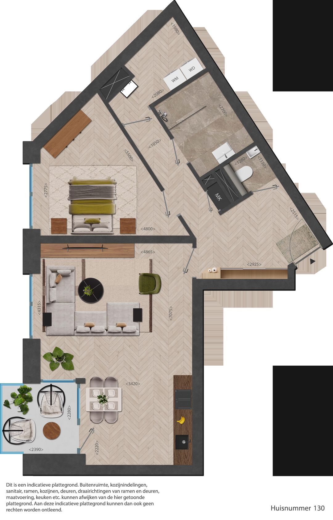 Foto 22 van 130 | Rouge | Type 2 kmr app | Nieuw Bergen (Bouwnr. 130)