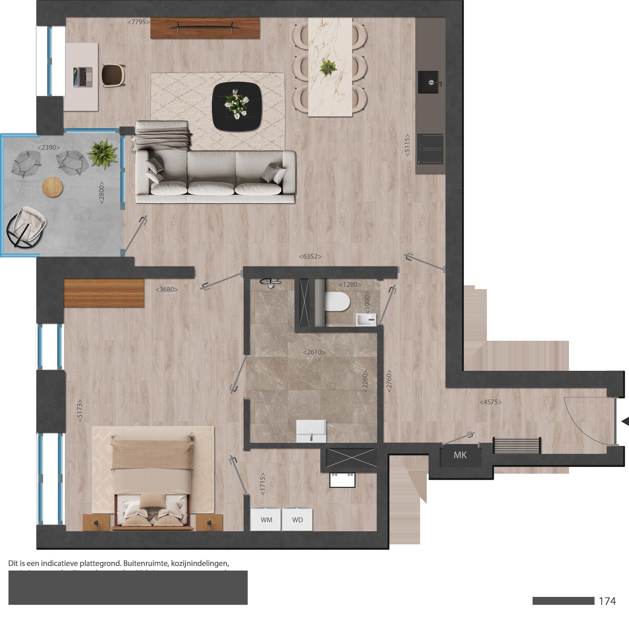 Foto 21 van 174 | Rouge | Type 2 kmr app | Nieuw Bergen (Bouwnr. 174)