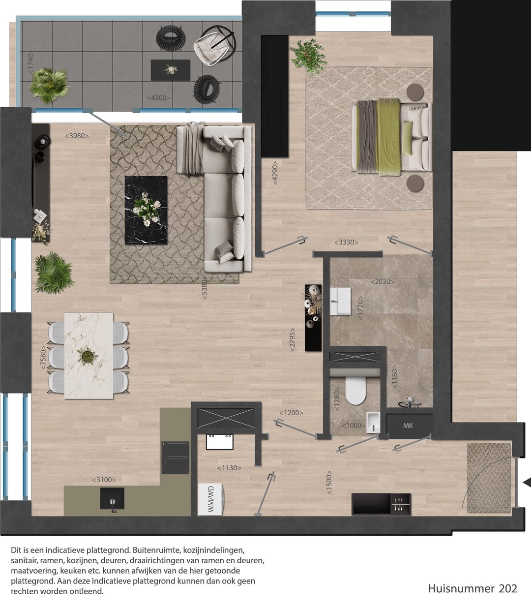 Foto 23 van 202 | Rouge | Type 2 kmr app | Nieuw Bergen (Bouwnr. 202)