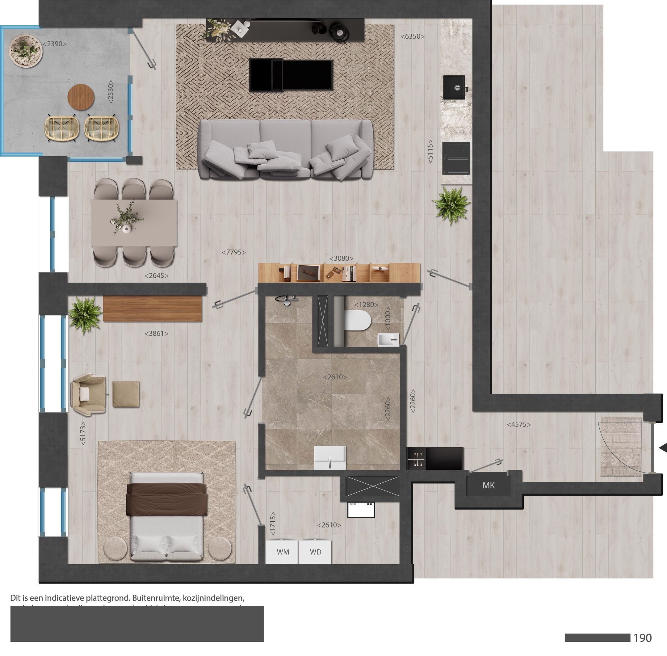 Foto 12 van 190 | Rouge | Type 2 kmr app | Nieuw Bergen (Bouwnr. 190)