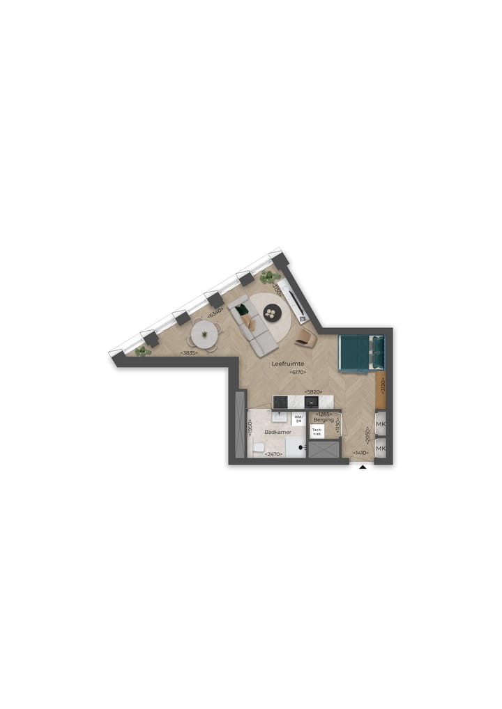 Foto 15 van Type E1 - Studio appartement (Bouwnr. P19)