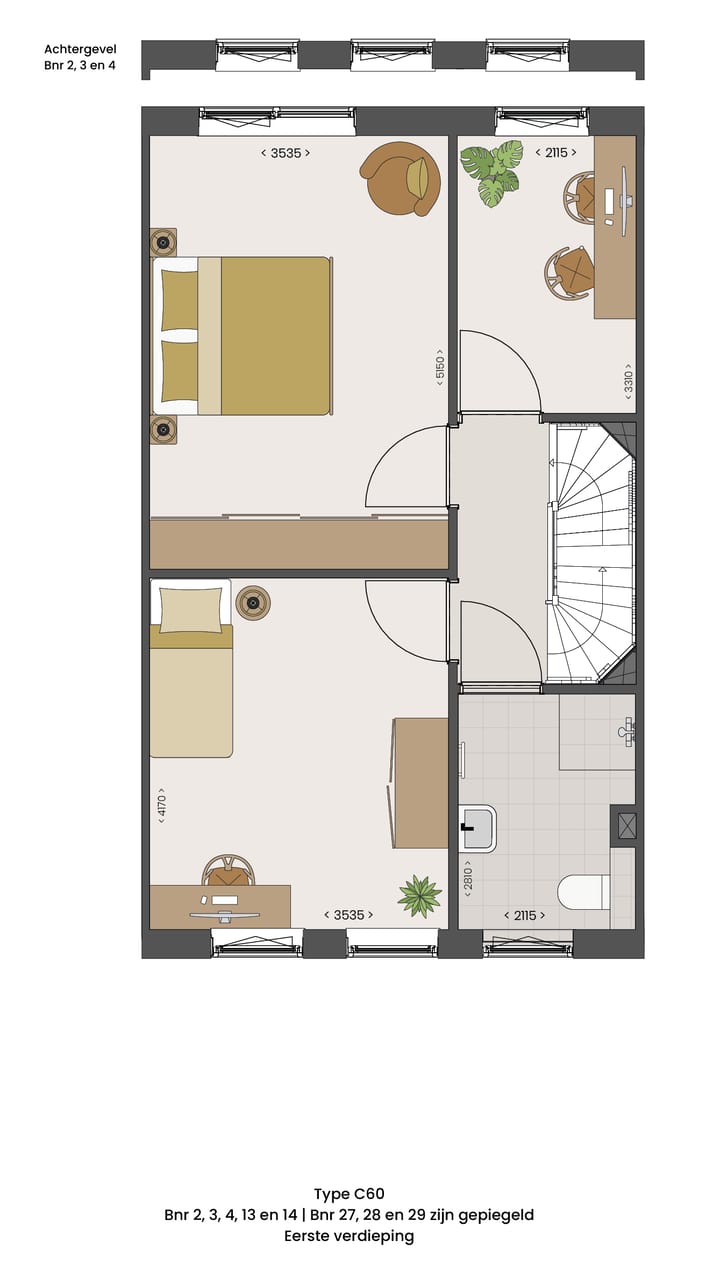 Photo 5 of Tussenwoningen type C60 (Bouwnr. 3)