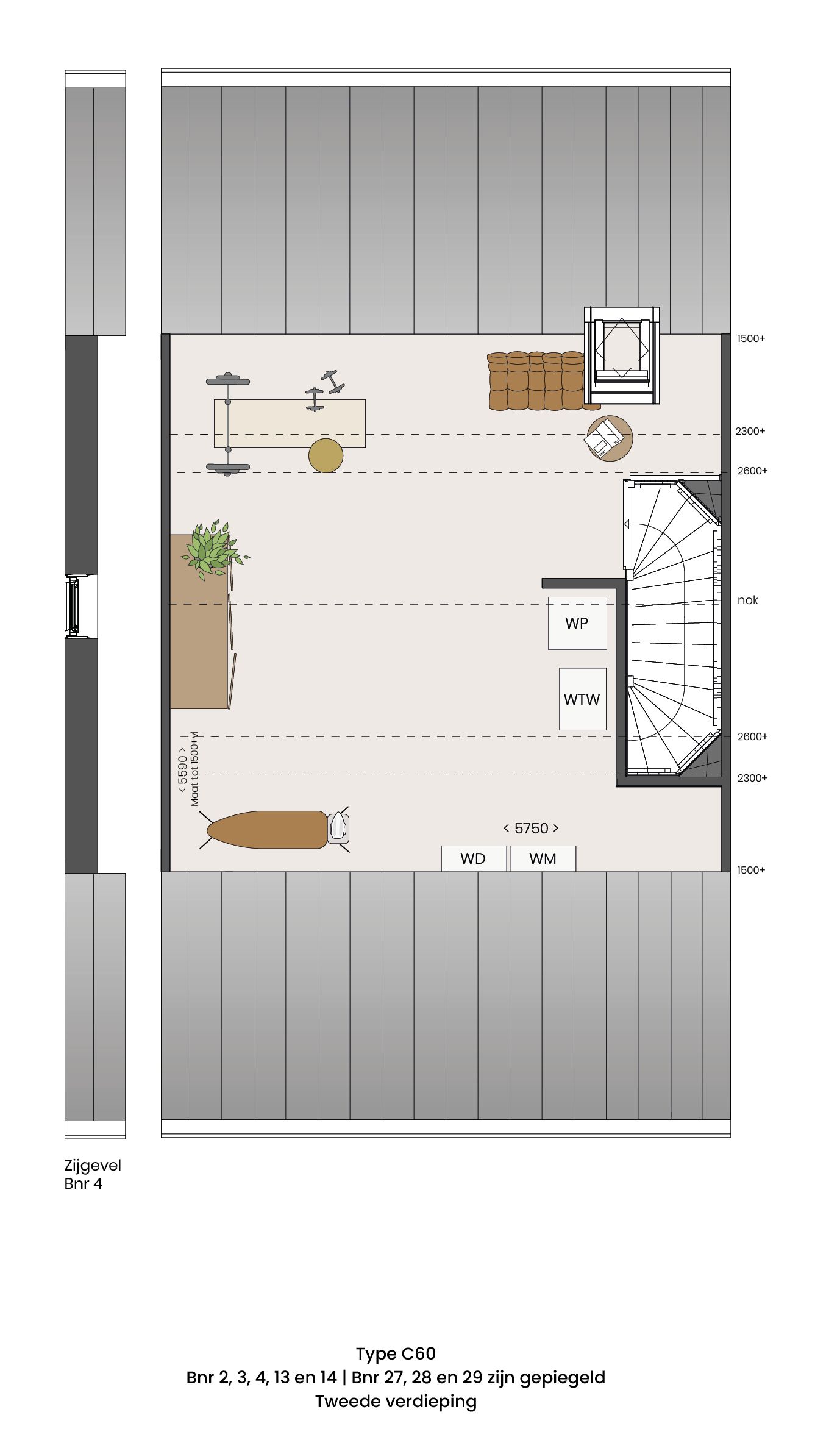 Foto 6 van Tussenwoningen type C60 (Bouwnr. 3)