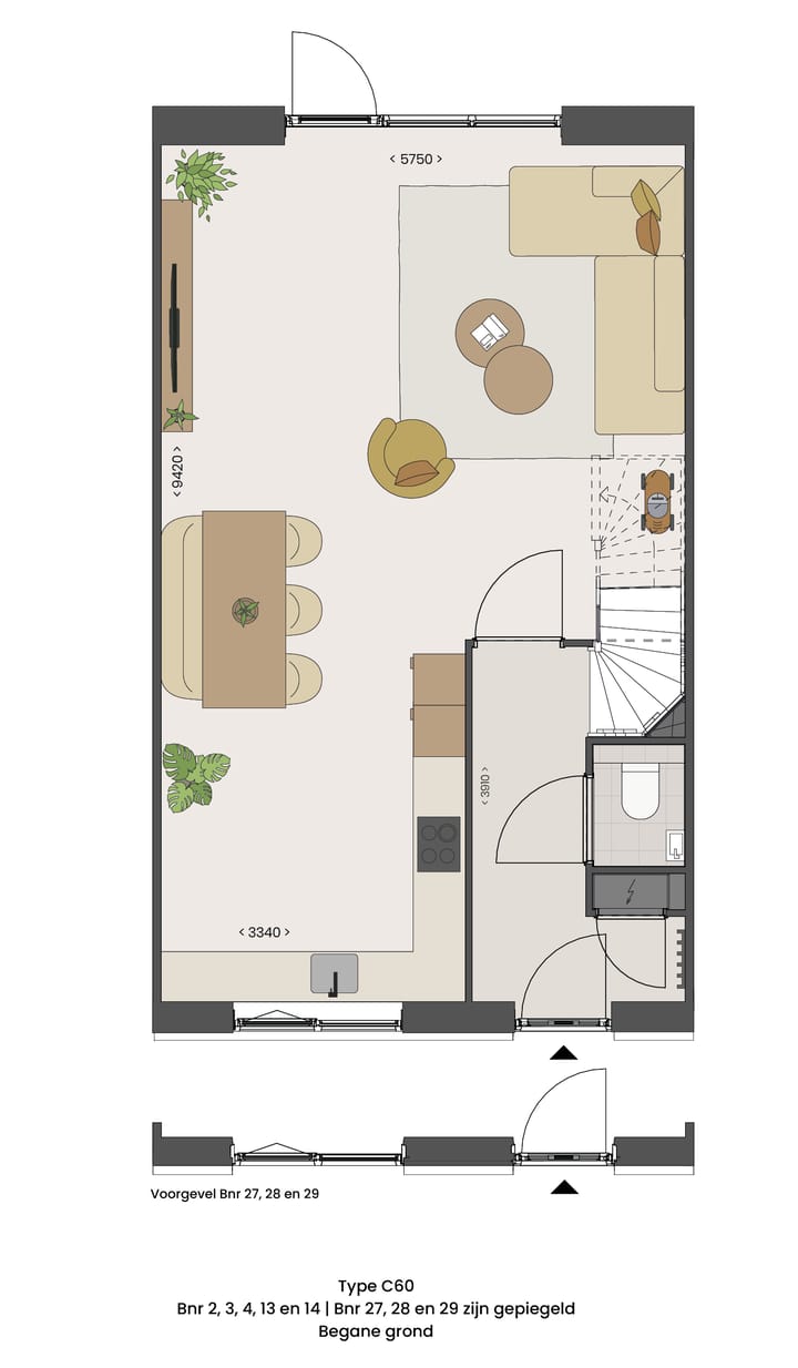 Photo 4 of Tussenwoningen type C60 (Bouwnr. 27)