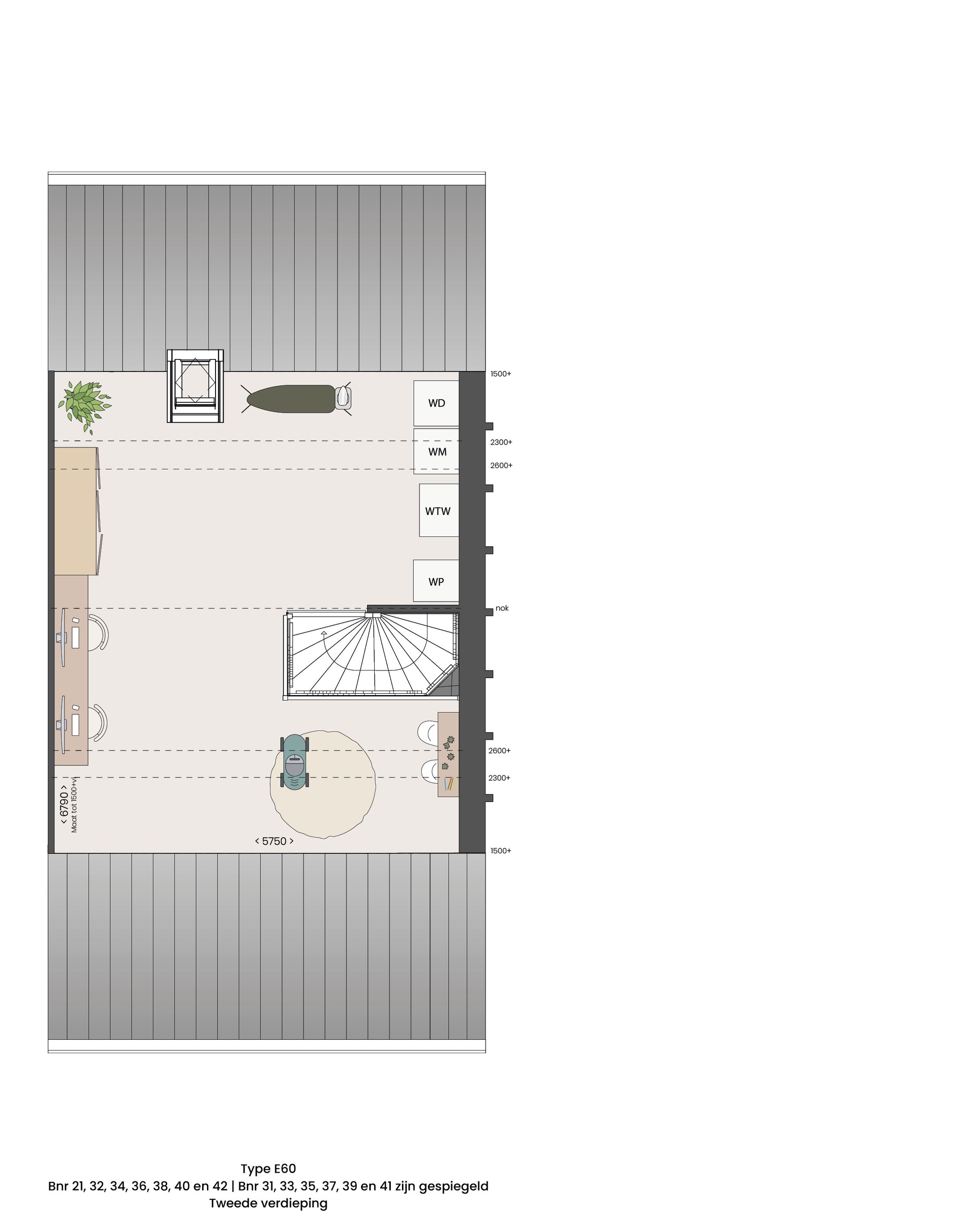 Foto 6 van 2 onder 1 kap woning type E 60 (Bouwnr. 21)