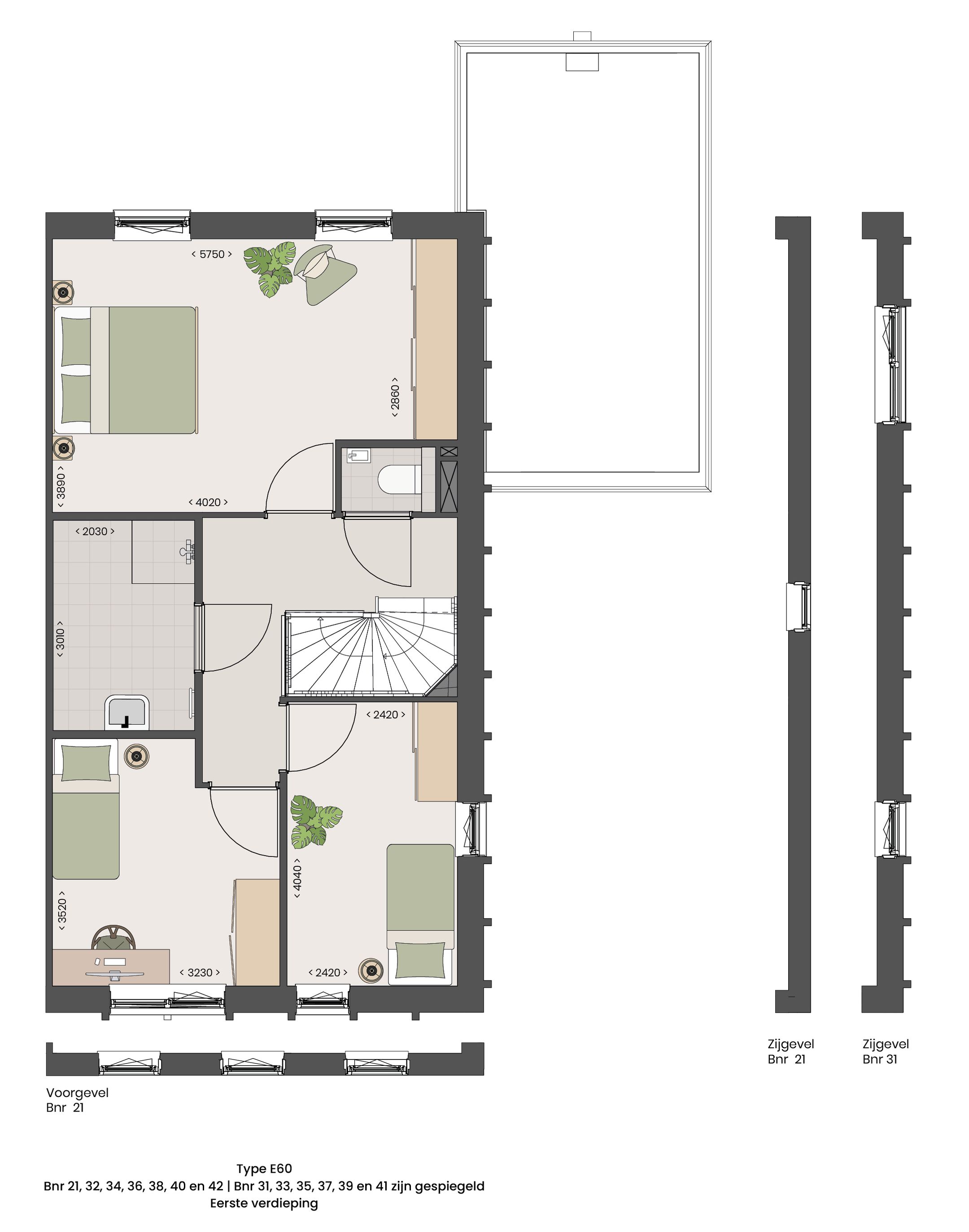 Foto 6 van 2 onder 1 kap woning type E 60 (Bouwnr. 34)