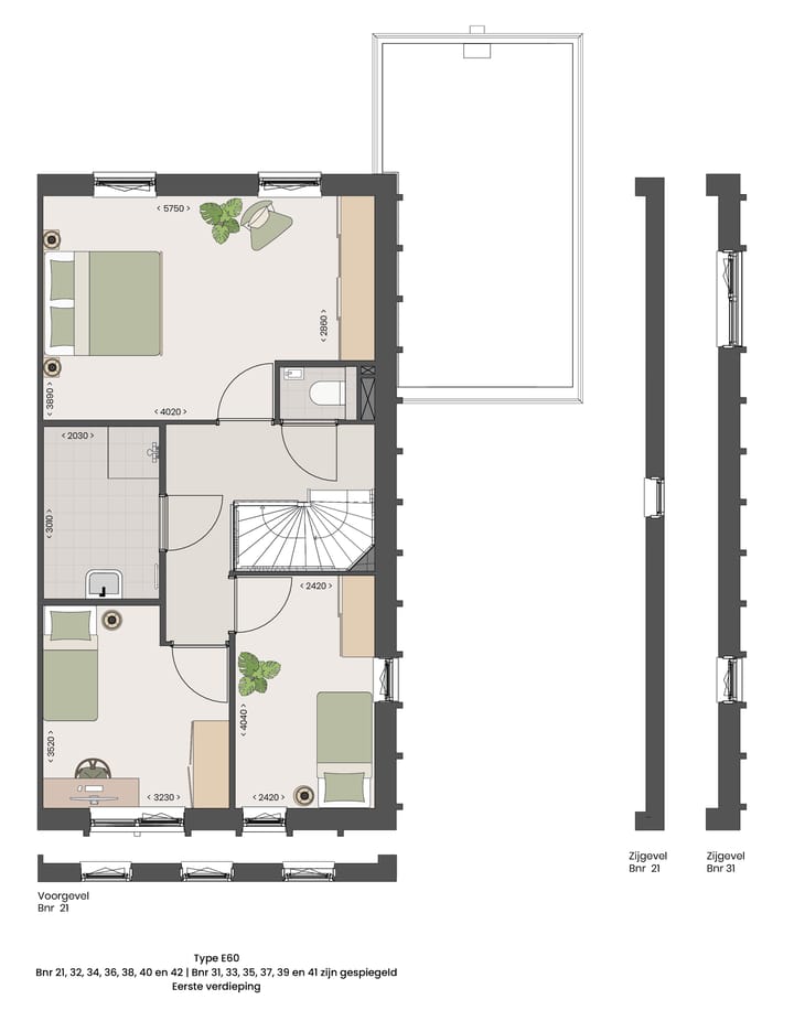 Foto 5 van 2 onder 1 kap woning type E 60 (Bouwnr. 32)