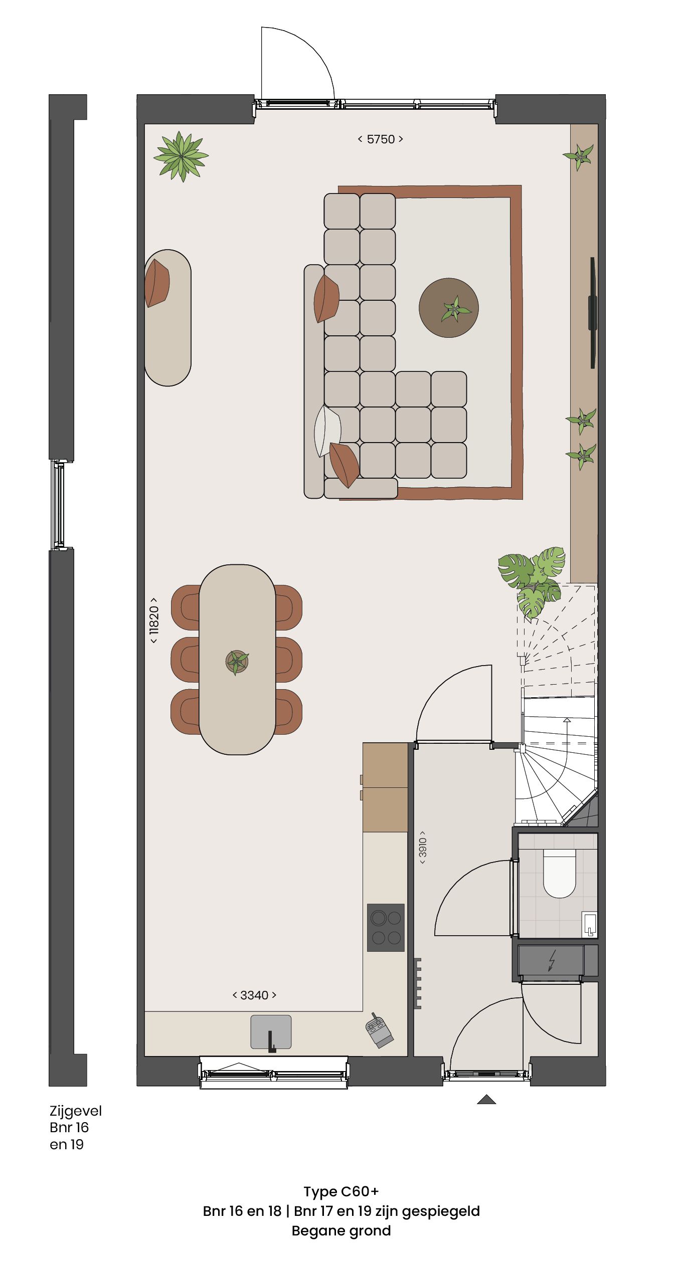 Foto 3 van Tussenwoningen type C60+ (Bouwnr. 18)