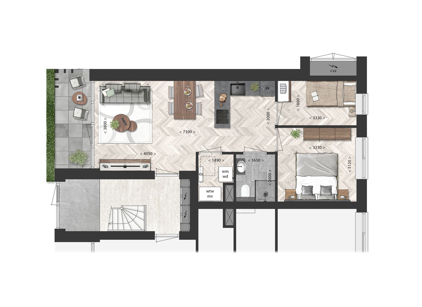 Foto 5 van A - hoekappartement begane grond (Bouwnr. 1)