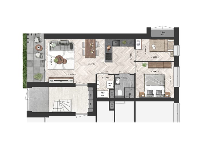 Foto 5 van A - hoekappartement begane grond (Bouwnr. 1)