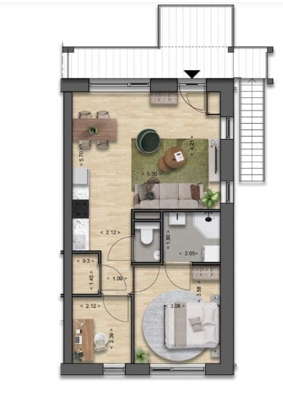 Foto 3 van Bovenwoningen H58