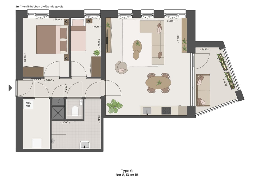 Foto 7 van Type G, (bnr. 8-13-18) (Bouwnr. 13)