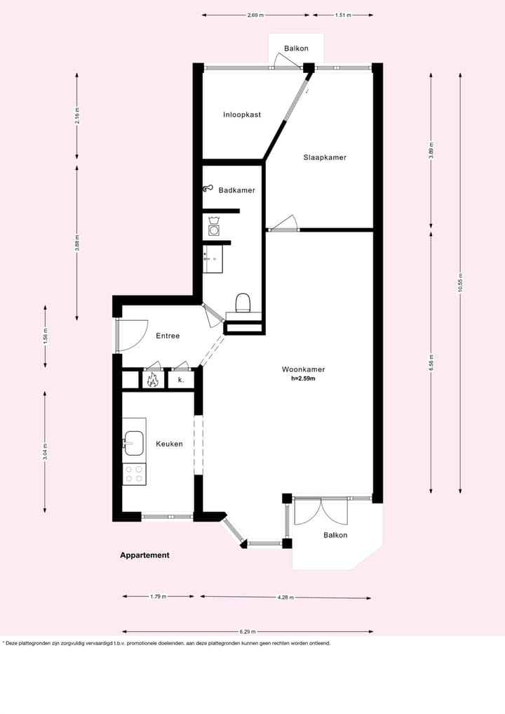 Spacious 1-bedroom apartment with two balconies in Dapperbuurt — 96