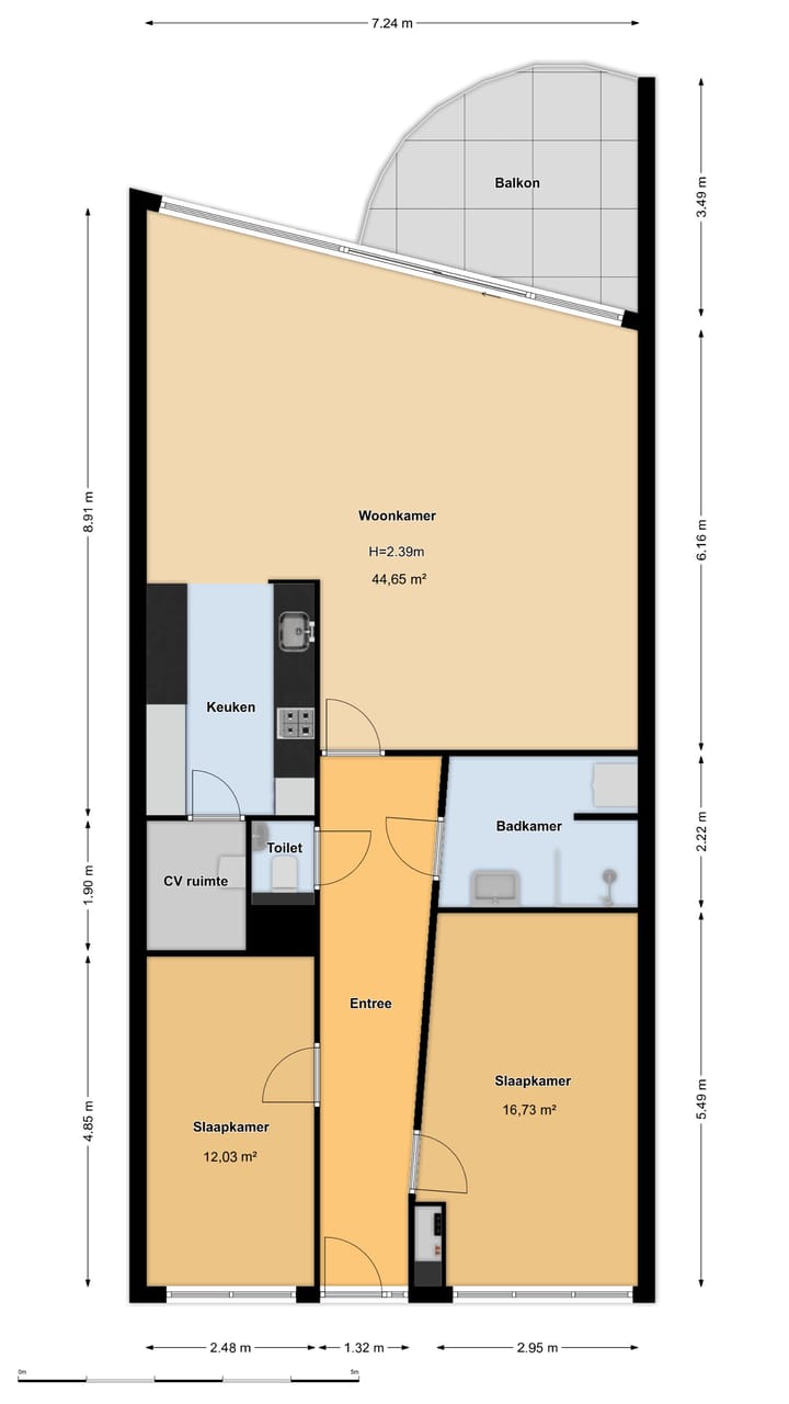 Spacious and Modern 3-Room Apartment with 2 Parking Spaces and Lift — 87