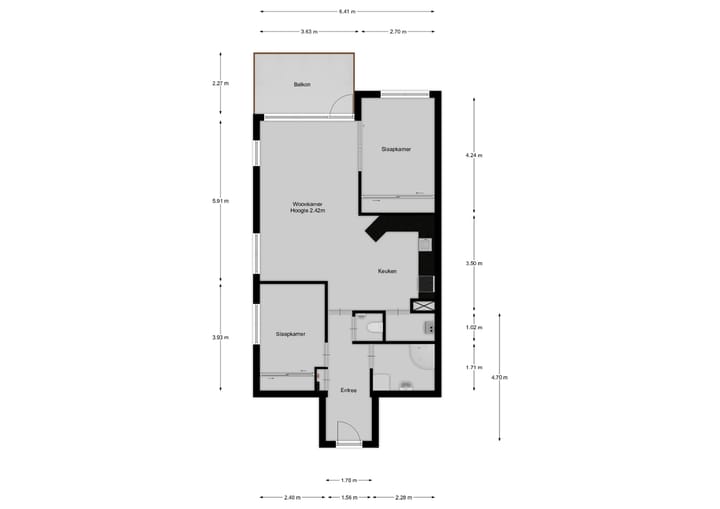 Bright 3-room corner apartment with spacious balcony in Kerkelanden — 35